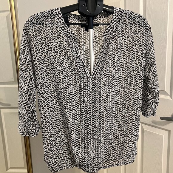 GAP Black and White Sheer Blouse - Size Large - Picture 1 of 5